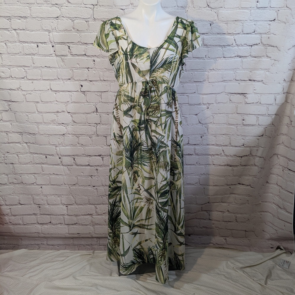 Taylor Green Palm-Print Maxi Dress